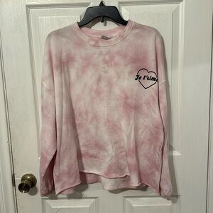 Mighty Fine Pink Tie Dye Cropped Sweatshirt